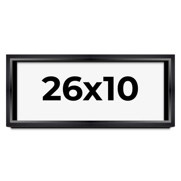 26x10 Shadow Box Frame Black | 1.25 inches Deep Real Wood Contemporary Shadowbox Display Frame | UV