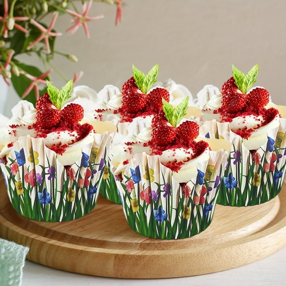 100pcs Lace-Shaped Disposable Cake Cups for Weddings, Birthdays, and Celebrations