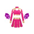 thumbnail image 2 of TiaoBug Kids Girls Cheerleading Outfits Cheer Print Crop Top with Pleated Skirt Hot Pink 16, 2 of 5