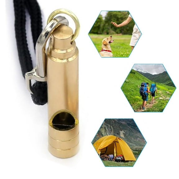 Premium Brass Whistles Includes 1 Black Lanyard - Survival Whistles - Solid Brass