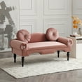 thumbnail image 2 of 54” Small Loveseat Sofa with 2 Pillows, Mid Century Modern Velvet Upholstered Couch Settee with Wood Legs and Nailhead Trim, 2-Seater Sofa Couch for Living Room Bedroom Apartment, Rose, 2 of 6