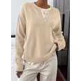 thumbnail image 2 of DOKOTOO Women's Long Sleeve Knit Sweater Top Crew Neck Lightweight Sweaters Layered Button Detail Pullover Shirt for Work Office S-2XL, 2 of 10