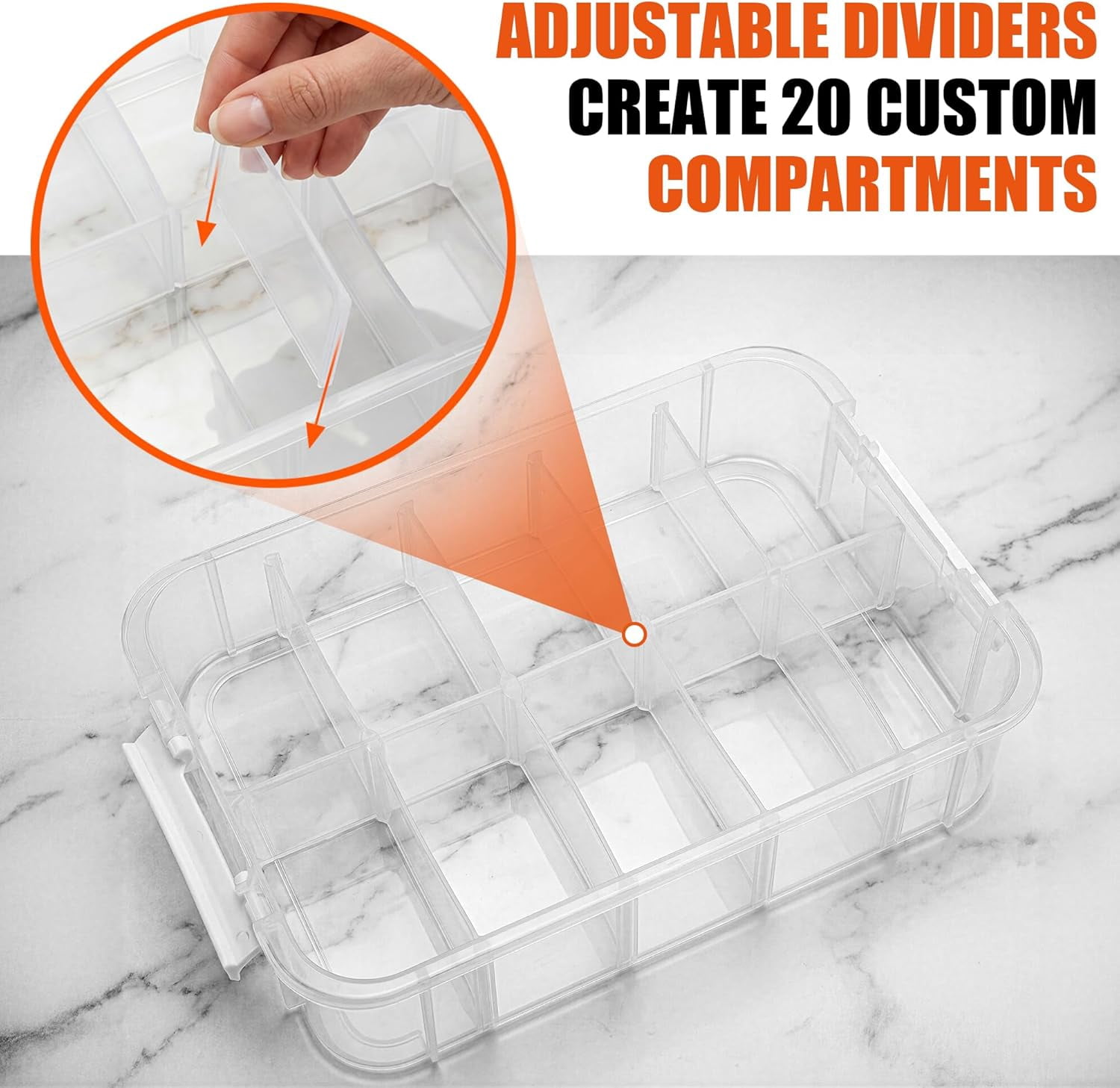 4-Layer Craft Organizers and Storage with 2 Removable Drawers, Large Art Supply Case with 20 Adjustable Dividers, Portable Sewing Box for Beads, Craft Supplies, Scrapbooking&Tools