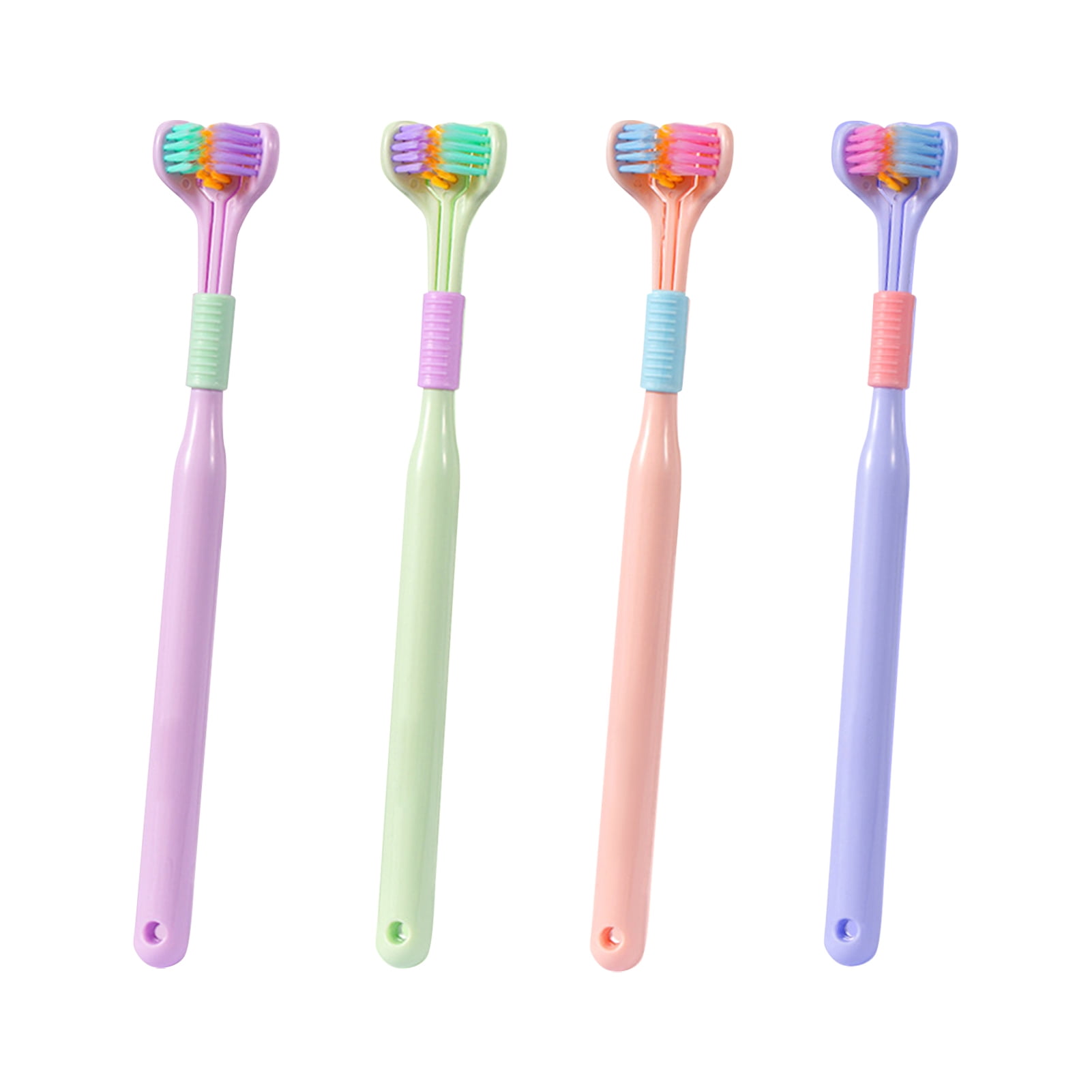 ibaste ThreeSided Toothbrush Ultra Fine Soft Bristle Toothbrush Macaron Triple Toothbrush