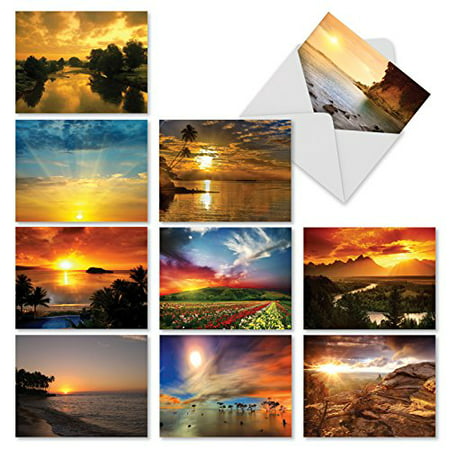 'M1740BN SUN SETTINGS' 10 Assorted All Occasions Note Cards Feature Beautiful Sunsets with Envelopes by The Best Card (All The Best Cards)
