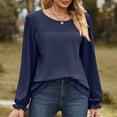 thumbnail image 6 of Timegard Blouse for Women Eyelet Scoop Neck Ruffle Long Sleeve Tops Fall Casual Comfy Tops Solid Color, 6 of 8