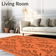 thumbnail image 2 of ODIKA 3'x5' Machine Washable Non-Slip Area Rug, Enchanted Garden Blossom Vine Lattice Dreamscape High Traffic Rug, Orange, 532054, 2 of 7