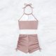 thumbnail image 5 of Traje de baño para mujer, conjunto de bikini sin espalda con cuerpo dividido de color sólido para mujer, trajes de baño para mujer, 5 of 5