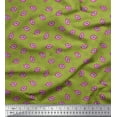thumbnail image 1 of Soimoi Green polyester Crepe Fabric Monster Lips & Teeth Face Print Fabric by Yard 52 Inch Wide, 1 of 3