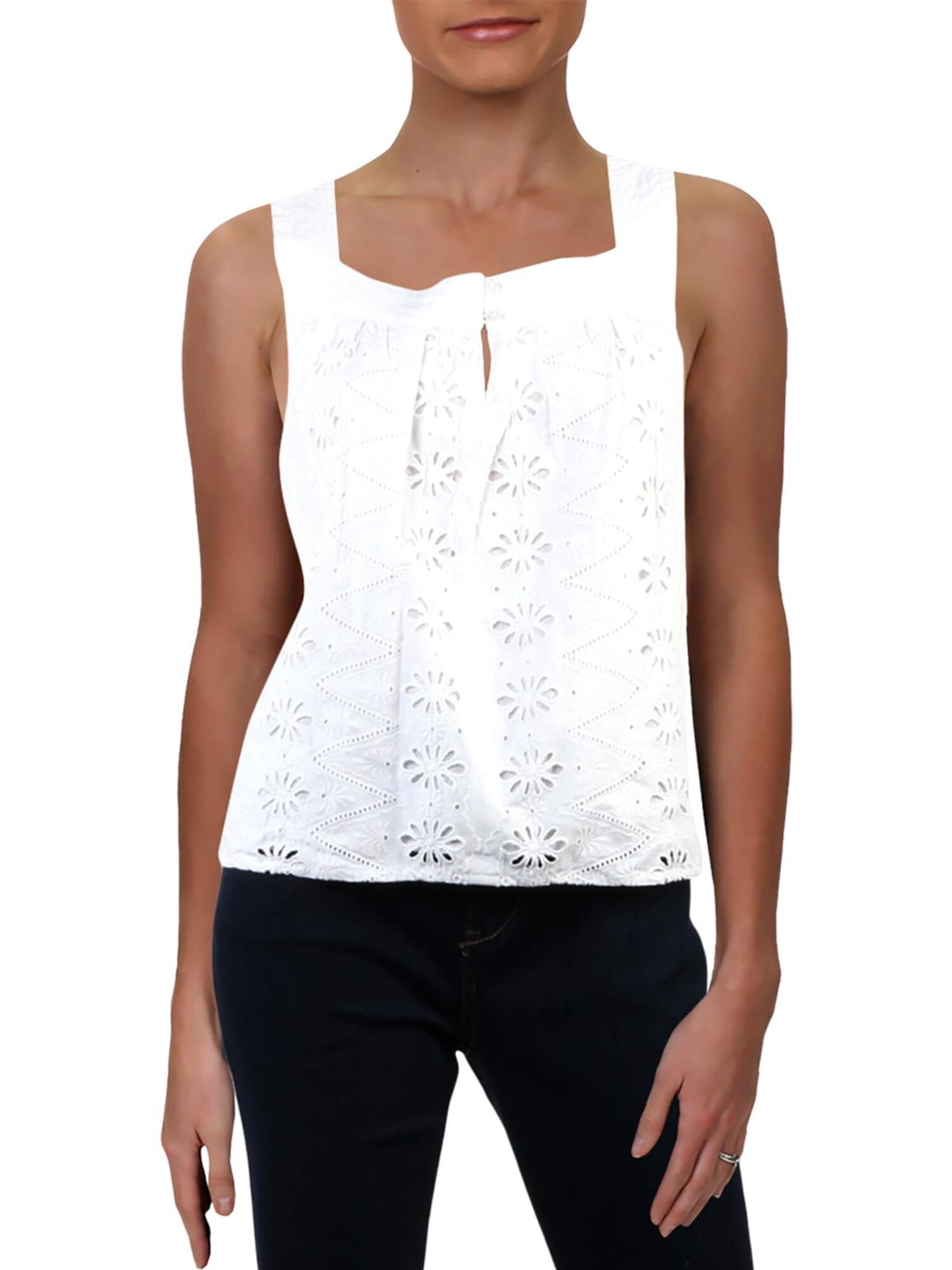 Womens Clothing Tops Sleeveless and tank tops Chloé Cotton Broderie Anglaise Tank Top in White 
