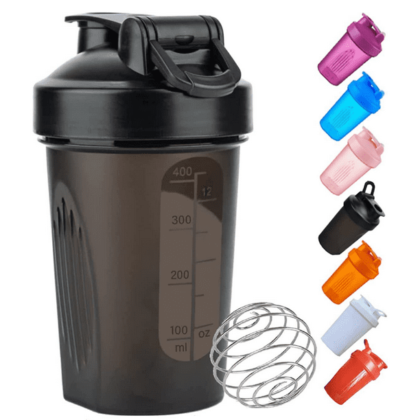 Shaker Bottle in Black Classic Loop Hook & Measurement Marks of 12 Oz
