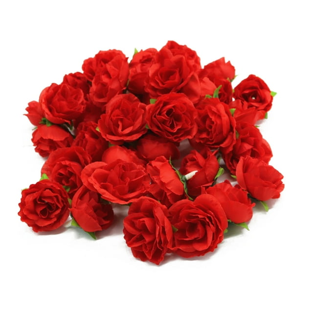 Simulation Tête de Rose, 50pcs Simulation Tête de Rose Artificielle Fleur de Soie Fleur Fiable et Durable