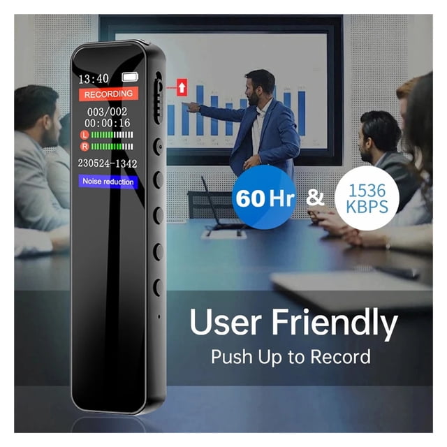 Enregistreur Vocal Numérique Professionnel Dictaphone Réduction de Bruit Activée par la Voix Longue Durée, Portable