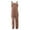 Khaki, variant on Women's Sleeveless Strap Jumpsuit - Workwear, Polyester Spandex, Solid Color, Minimalist Design - Sizes S-XXL