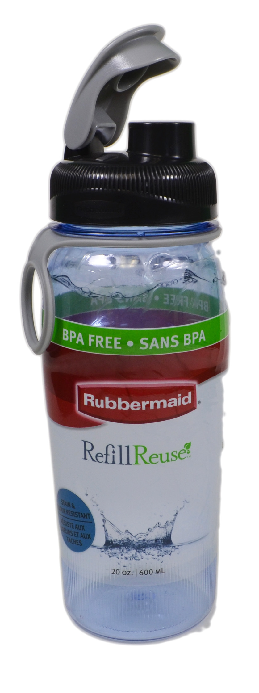 Blue Rubbermaid BPA Free Water Bottle Refill Reuse 20oz Flip Top Lid