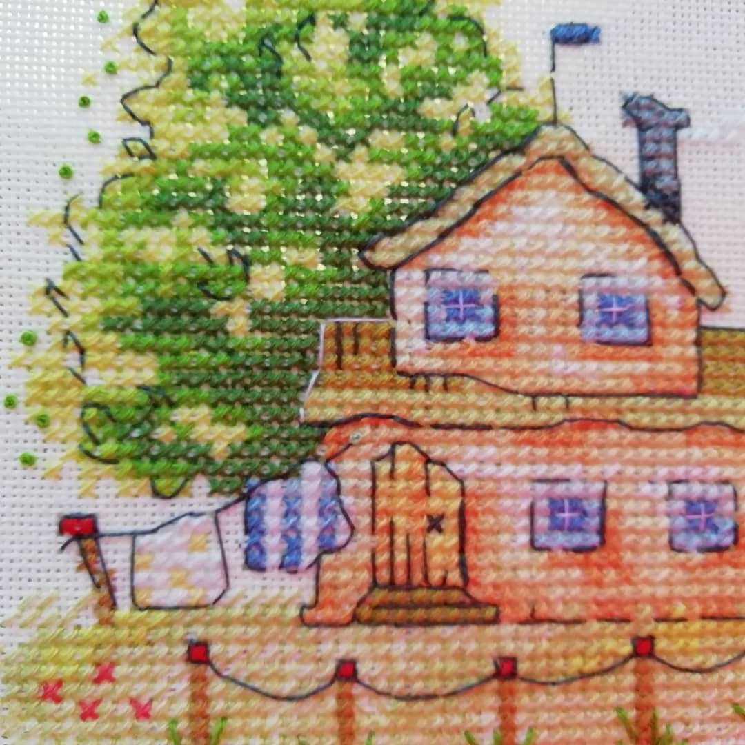 Counted Cross-Stitch Kit Lighthouse Keeper RZ-34 Needlework Easy Small Forest House By NeoCraft Green Blue Canvas Cotton