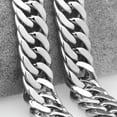 thumbnail image 5 of QQTDFG HEAVY Silver Tone Cut Curb Cuban Link Chain 316L Stainless Steel Men's Necklace-16mm-7inch bracelet-Silver, 5 of 6