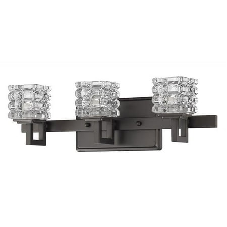 

5.75 x 18 x 5 in. Coralie 3-Light Oil-Rubbed Bronze Sconce with Pressed Crystal Shades