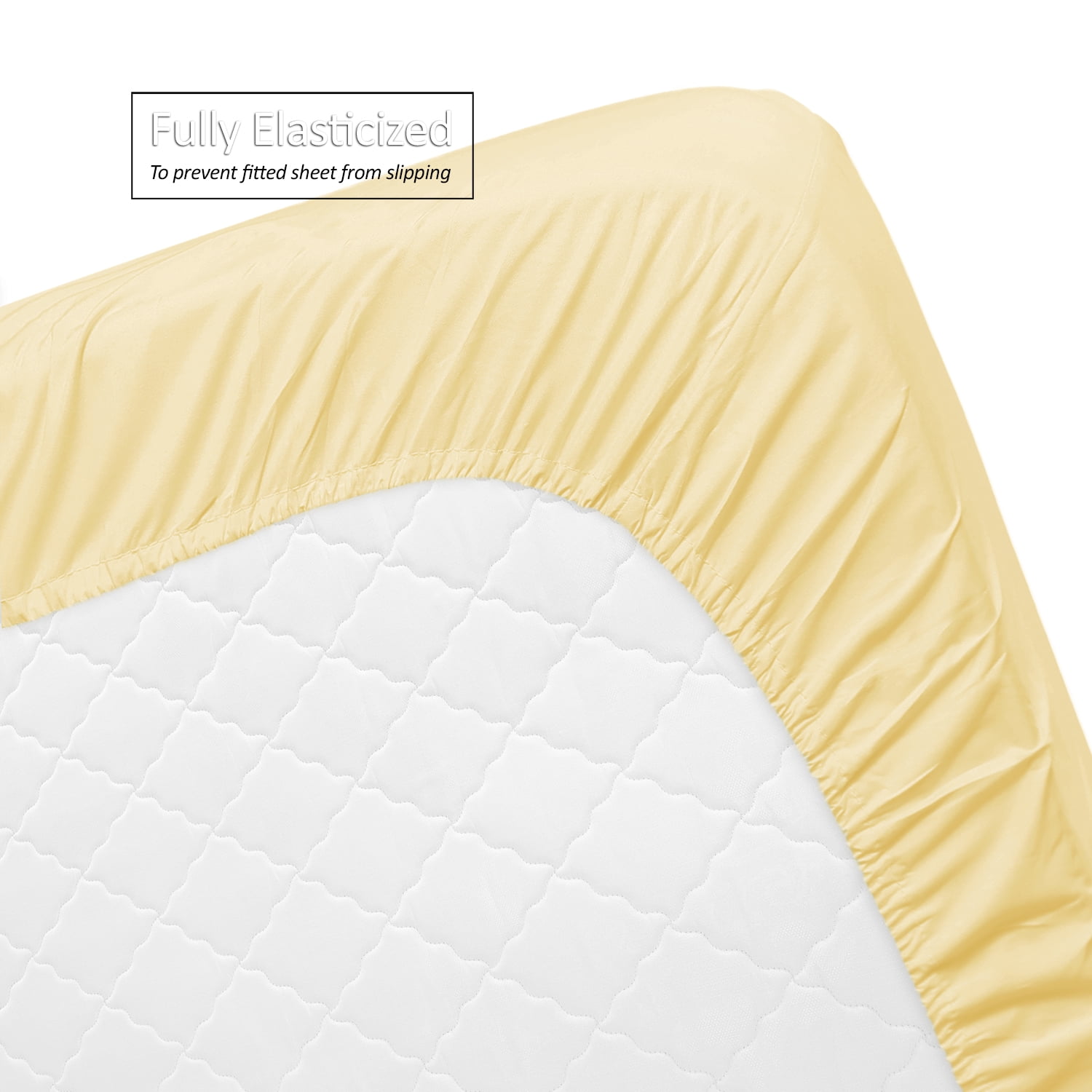 Clara Clark Premier 1800 Microfiber Collection 3-Line Bed Sheet Set, Twin Size, Custard Mellow Yellow