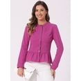 thumbnail image 2 of DARING DIVA Women's Button Down Cropped Ruffle Hem Denim Jacket XL Hot Pink, 2 of 6