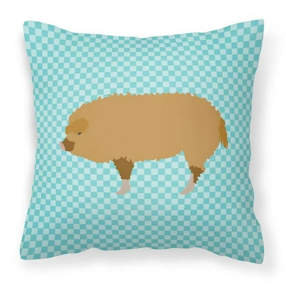 Carolines Treasures BB8108PW1818 Hungarian Mangalica Pig Blue Check Fabric Decorative Pillow, 18 x 18 in.