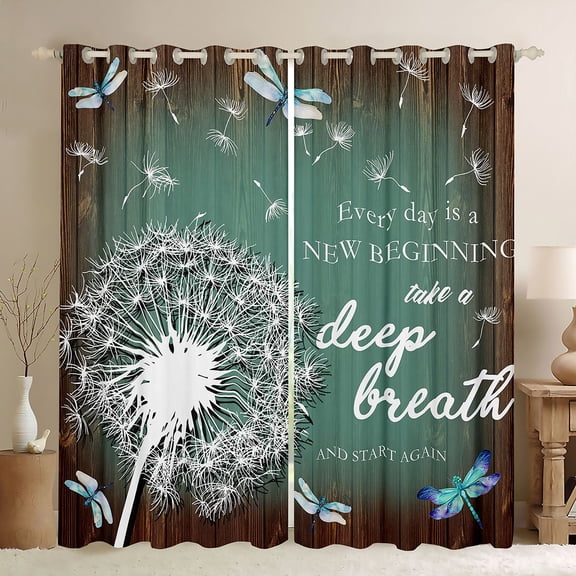 Feelyou Rustic Dandelion Plant Black Out Curtains, Farmhouse Lodge Cabin Curtains Pack of 2 (42x63 Each), Western Countryside Bedroom Curtains, Blackout Curtains Bedroom Decor