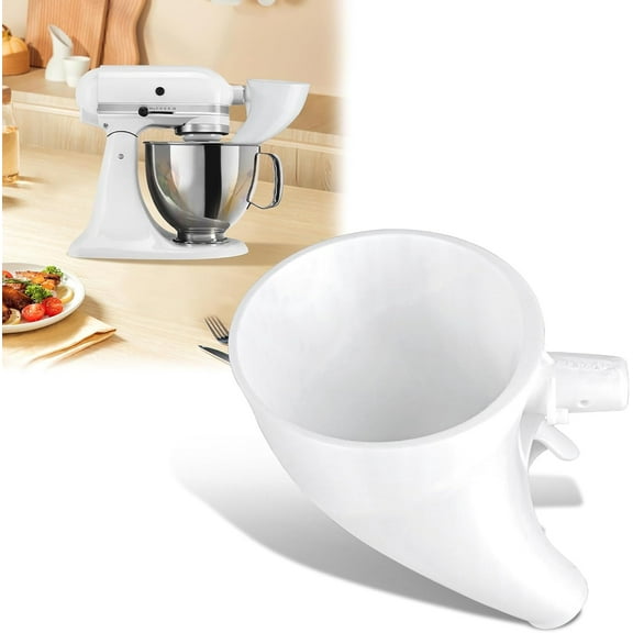 Flour Funnel for Kitchen Aid Mixer KSM150 5-Quart | Icing/Egg Liquid Funnel for Kitchen Aid Artisan Tilt-Head Stand Mixer | Gifts for Bakers (White)