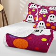 thumbnail image 4 of Feelyou Spooky Ghost Skull Twin Quilt Set, Cute Polka Dot Twin Coverlet Set, Magenta, 2 Pieces, 1 Comforter and 1 Pillowcase, 4 of 7