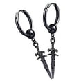 thumbnail image 3 of Boucles d'Oreilles Longues Modernes en Acier Inoxydable - Boucles d'Oreilles Noires 2 Pcs, 3 of 8