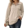 thumbnail image 2 of Vedolay Clothes for Women Pocket Pullover Loose Tunic Shirts Blouse Tops Beige,L, 2 of 5
