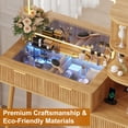 thumbnail image 4 of 41.7" Fluted Rotating Makeup Vanity Table with Glass Top, 4 Drawers, LED Mirror with 3 Light Modes & USB Charging Station, Makeup Desk for Bedroom (Natural, 4 of 7