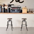 thumbnail image 2 of Homy Casa Adjustable Swivel Bar Stool Set of 2 - Walnut Finish, Industrial Counter for Kitchen Island, 2 of 8