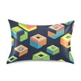 thumbnail image 7 of Yayeee Pillowcase Queen Size Set of 2 Satin Wrinkle Resistant Pillow Case, Green Cubes, 7 of 7