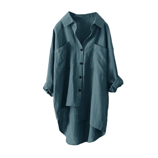 EIMELI Chemise en Coton à Manches Longues pour Femmes, Blouse Décontractée Ample à Boutons