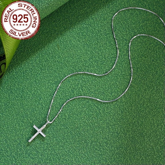 Cross Pendent Necklace Genuine S925 Sterling Silver Fine Brand Women Jewellery