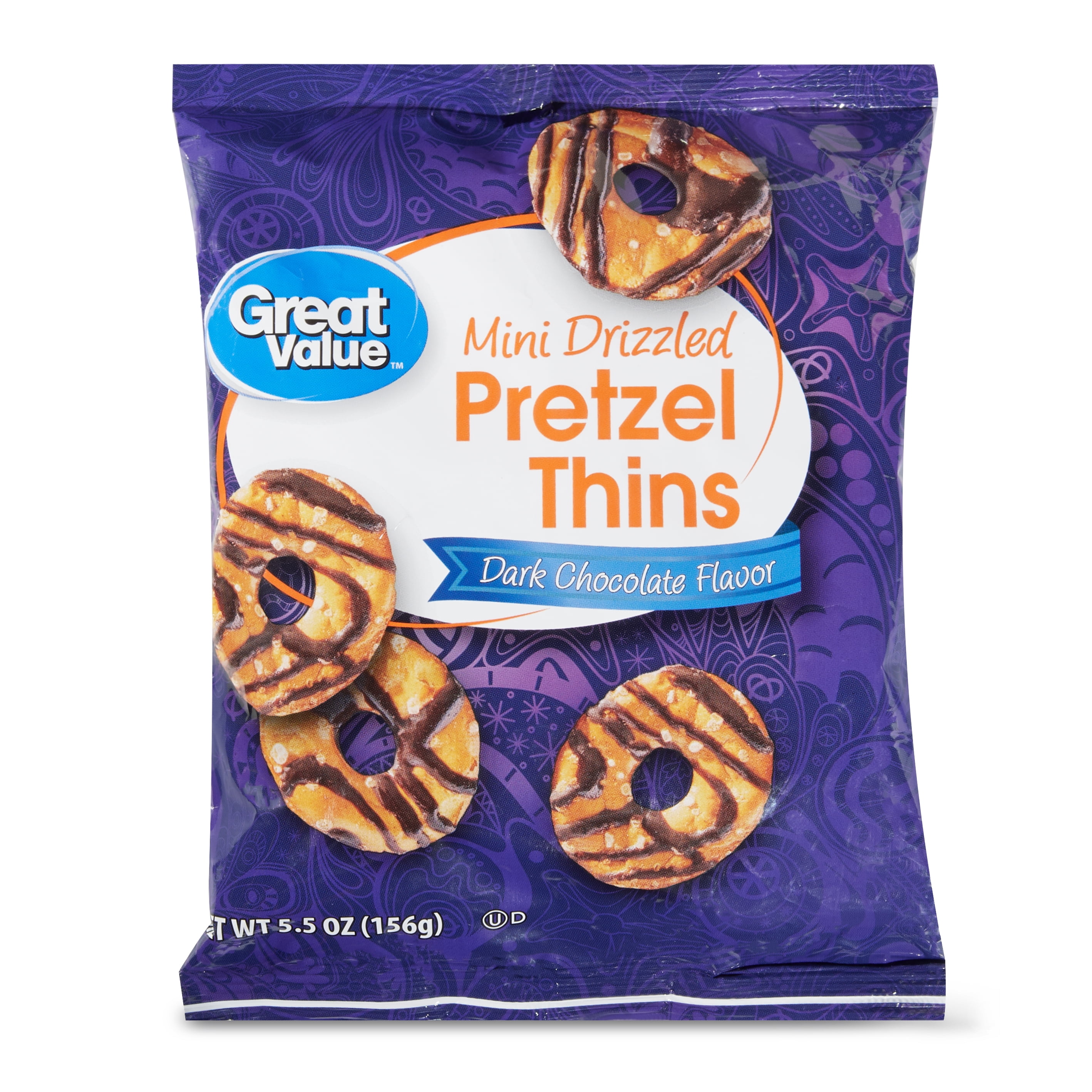 Great Value Mini Drizzled Dark Chocolate Pretzel Thins, 5.5 Oz