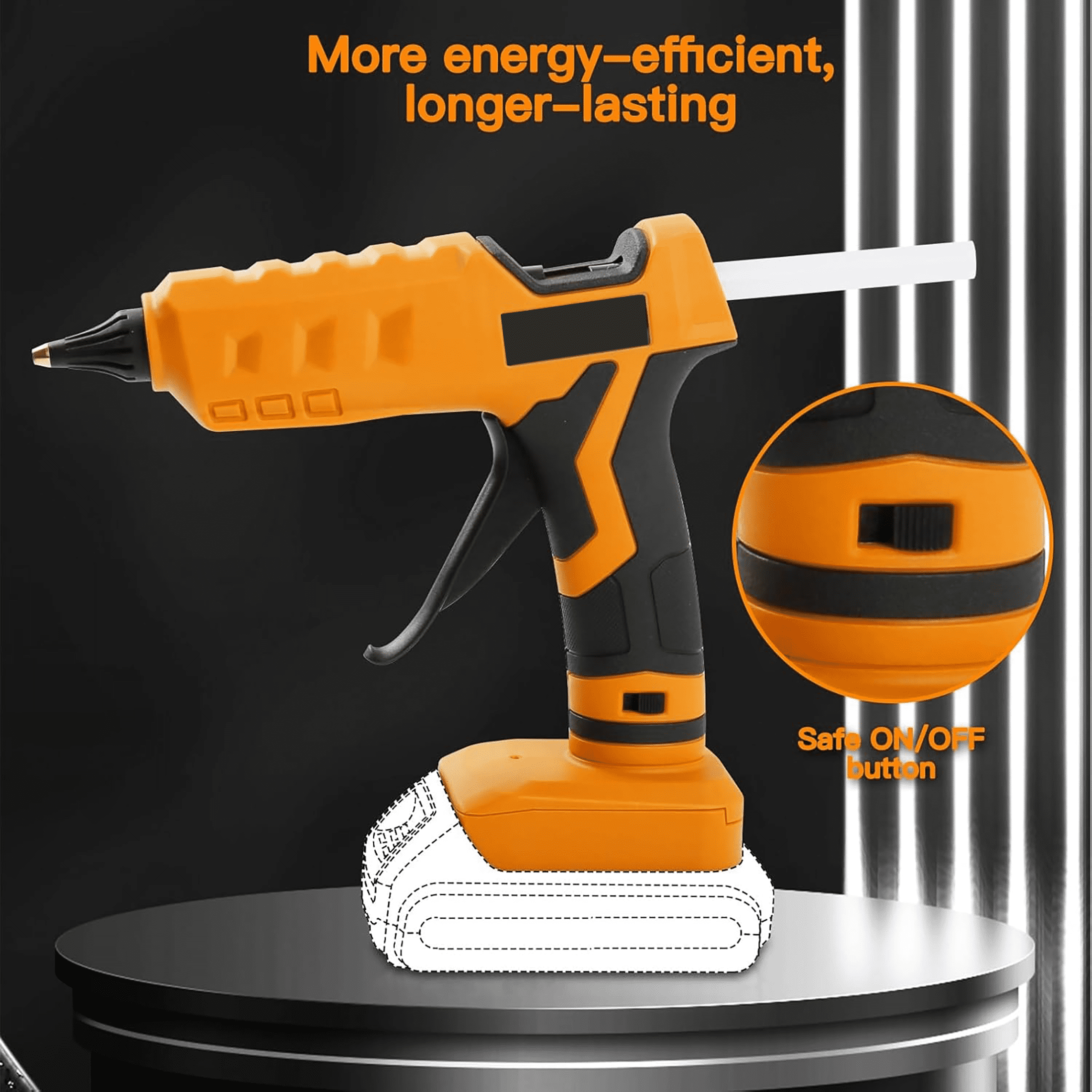 100 Watt Cordless Hot Glue Gun, Handheld Portable for DIY Crafts, Glueing Glass, Plastic Wood, Quick Home School Repairs, Not Included Battery