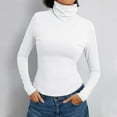thumbnail image 3 of DuoJiaJ Womens Long Sleeve Turtleneck Crop Tops Basic Slim Fitted Going Out T Shirts Winter Clothes Breathable Sport Tops White M, 3 of 5