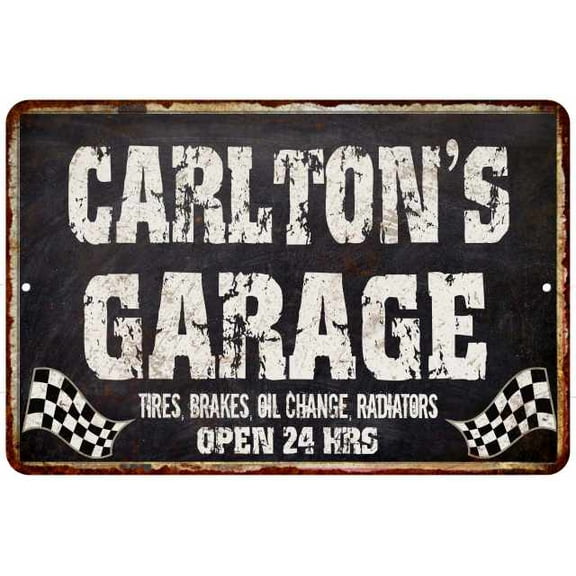 CARLTON'S Garage Black Grunge Sign 8x12 Decor Gift 108120005377