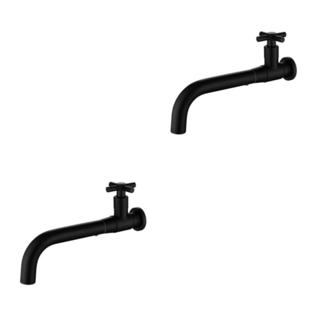 Maytalsory Easy Installation Basin Universal Fit Long Lasting Metal Single Cold Wall Mounted Sink Wall 02 Black 2Set