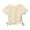 Beige, variant on Girls Ribbed Knit Side Tie Short Sleeve T-Shirt Solid Casual Crew Neck Comfy Basic Tee for Kids,2-3 Years