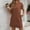 Coffee, variant on T Shirt Women's Dresses Mini Short White Dress Short Sleeve Shift Dresses with Pockets