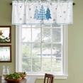 thumbnail image 3 of Blue Christmas Trees Curtain Valances for Windows, Kitchen Valance Window Treatments Panel 2 Pack, Navy Winter Snowflakes Checkered Rod Pocket Short Curtains for Bathroom Bedroom 60 x 18 Inch, 3 of 8