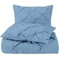 thumbnail image 1 of Pinch Duvet Cover 3 Piece Set with Zipper, 400 Thread Count & 100% Egyptian Cotton, Luxury Pleated Pinch Comforter and Quilts Protector with Pillowcases - Light Blue Solid, Super King Plus Size., 1 of 5