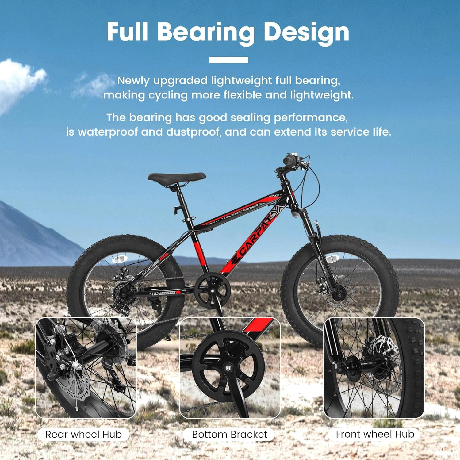Ambifirner Bike 20 Inch Wheels, 4" Tire Snow Mountain Bike Ages 8-12 Year Old, Steel Frame, 7 Speed Teenager Fat Tire Bicycles