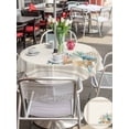 thumbnail image 5 of Outdoor Tablecloth with Umbrella Hole for Patio/Picnic/Party/Camping, Summer Coastal Waterproof Table Cloth Round Cover Washable, Nautical Beach Marine Life Beige Striped (Dia 54"), 5 of 8