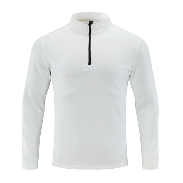 pstuiky mangas largas para hombre, Top deportivo elástico de manga larga con cuello alto y media cremallera para hombre, color liso Tops de hombre xxl