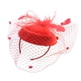 thumbnail image 4 of Elegant fascinators hat flower feather hair accessories headband headwear women Red, 4 of 9