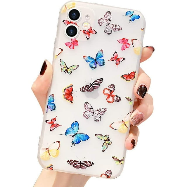 Girly Case for iPhone 11 Pro Max Case Cute Butterfly Pattern Design Matte Translucent Clear Girls Women Soft TPU Rubber Shockproof Case Cover for iPhone 11 Pro Max, Multicolor Butterfly