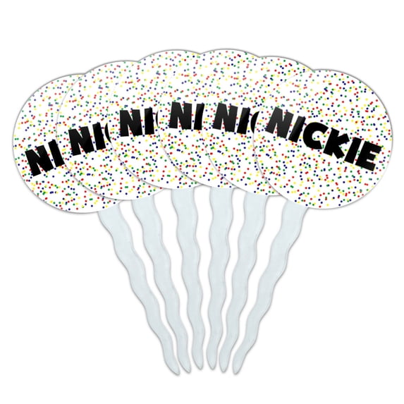 Nickie Cupcake Picks Toppers - Set of 6 - Mutlicolored Speckles